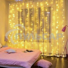 Гирлянда светодиодная новогодняя ЭРА ЕNIG - 320W Занавес 8 режимов 3*2 м теплый белый 320 LED IP20 220 V
