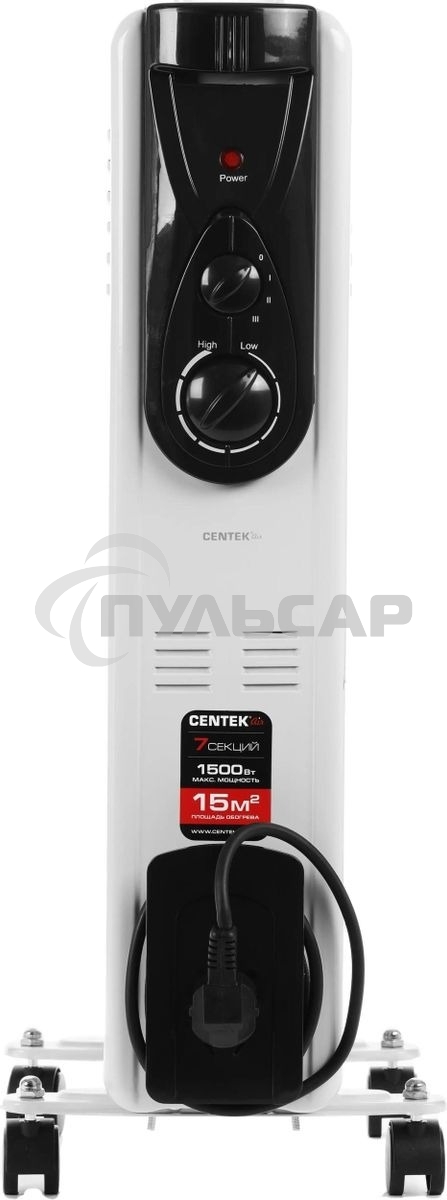 Обогреватель масляный Centek CT-6200 (7 секций) белый, 700/1000/1500 Вт, 15 м2, термостат