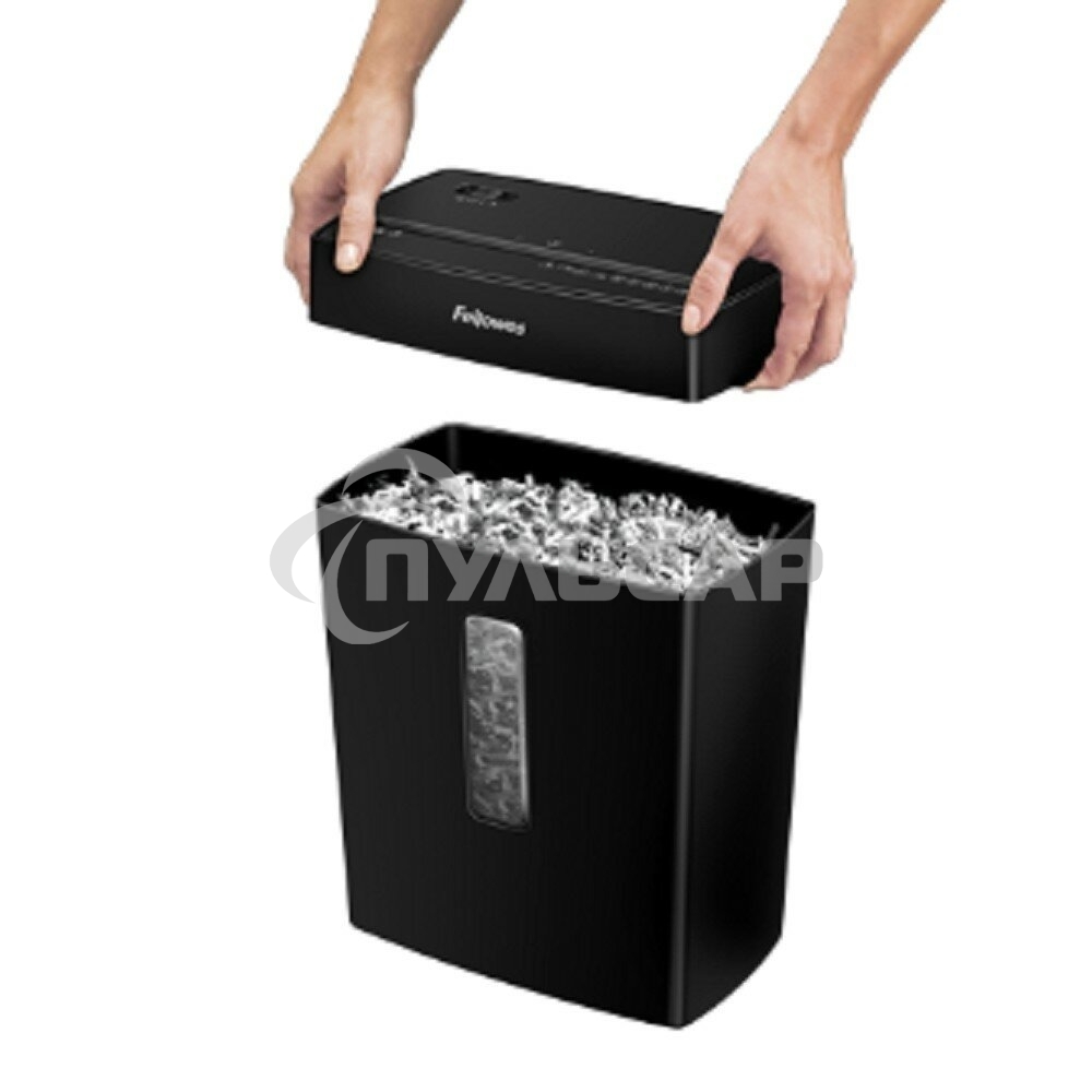 Шредер Fellowes PowerShred Р-42С черный (секр.P-4) фрагменты 8лист. 15лтр. скрепки скобы пл.карты