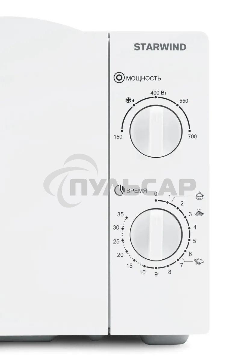 Микроволновая печь Starwind SWM6520 белый, 20 л, 700 Вт, переключатели - поворотный механизм