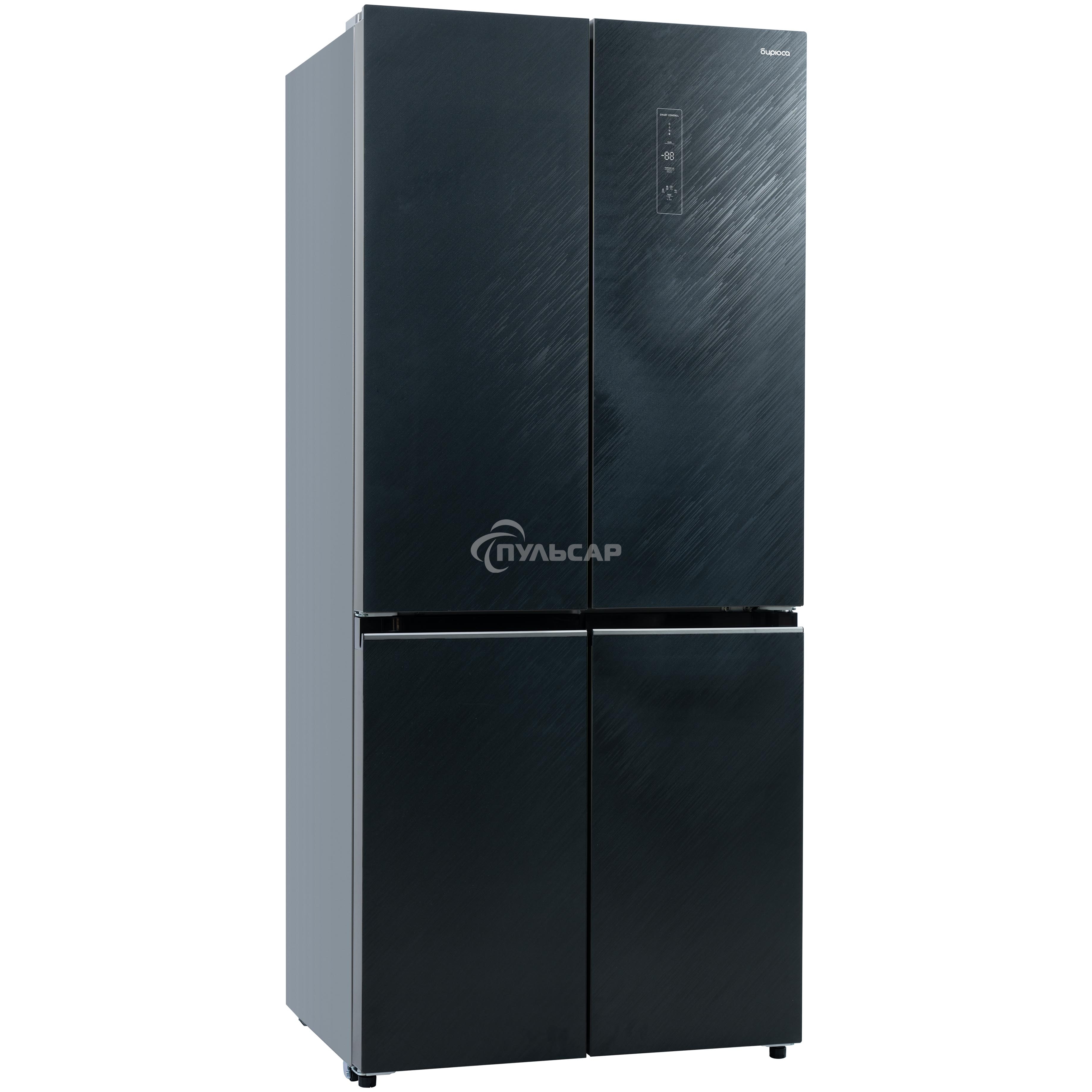 Холодильник Бирюса CD 496 TBG текстурированное черное стекло трехкамерный 334/162л морозилка снизу, NoFrost, Side by Side