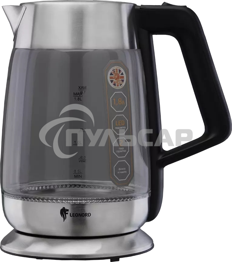 Чайник электрический LEONORD LE-1508 1,8 л, стекло, 2200 Вт