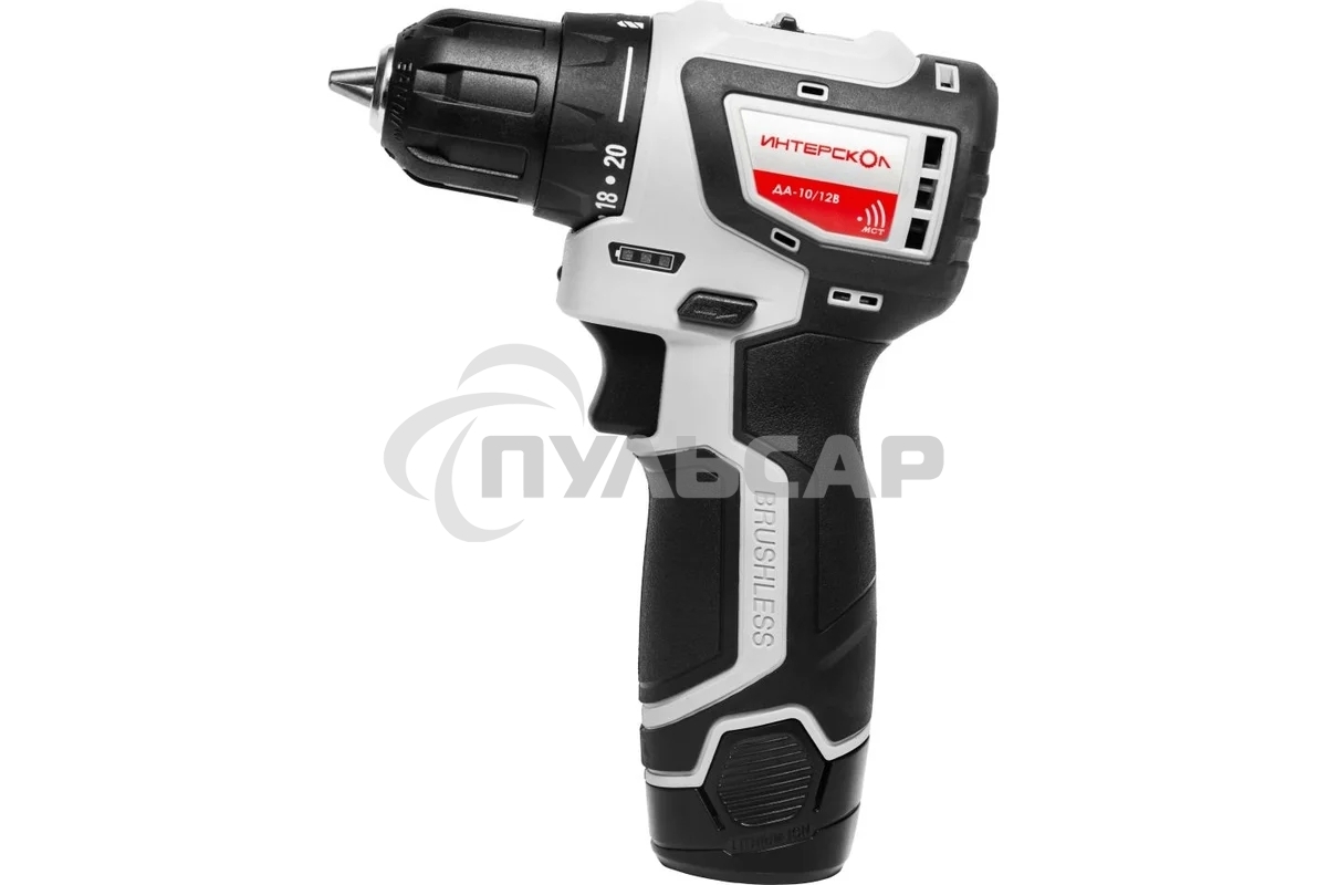 Дрель-шуруповерт ИНТЕРСКОЛ ДА-10/12В МиниМАКС, 12 В, без АКБ, аккумуляторная