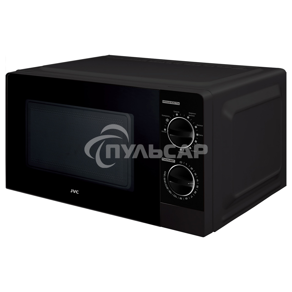 Микроволновая печь JVC JK-MW213MG черный, 20 л, 700 Вт, переключатели - поворотный механизм