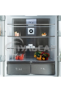 Холодильник Бирюса CD 496 TBG текстурированное черное стекло трехкамерный 334/162л морозилка снизу, NoFrost, Side by Side