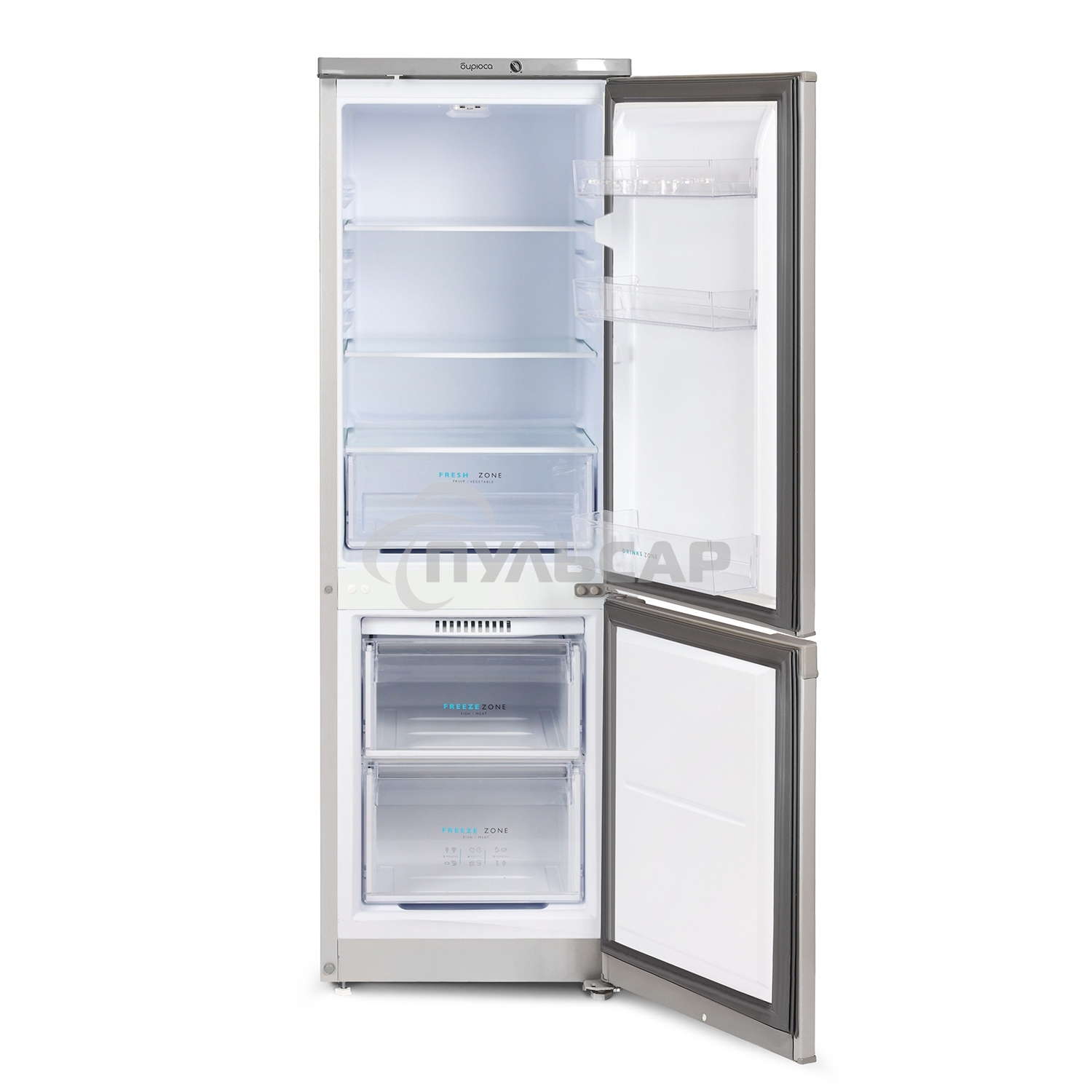 Холодильник Бирюса M418 металлик двухкамерный 125/55л морозилка снизу