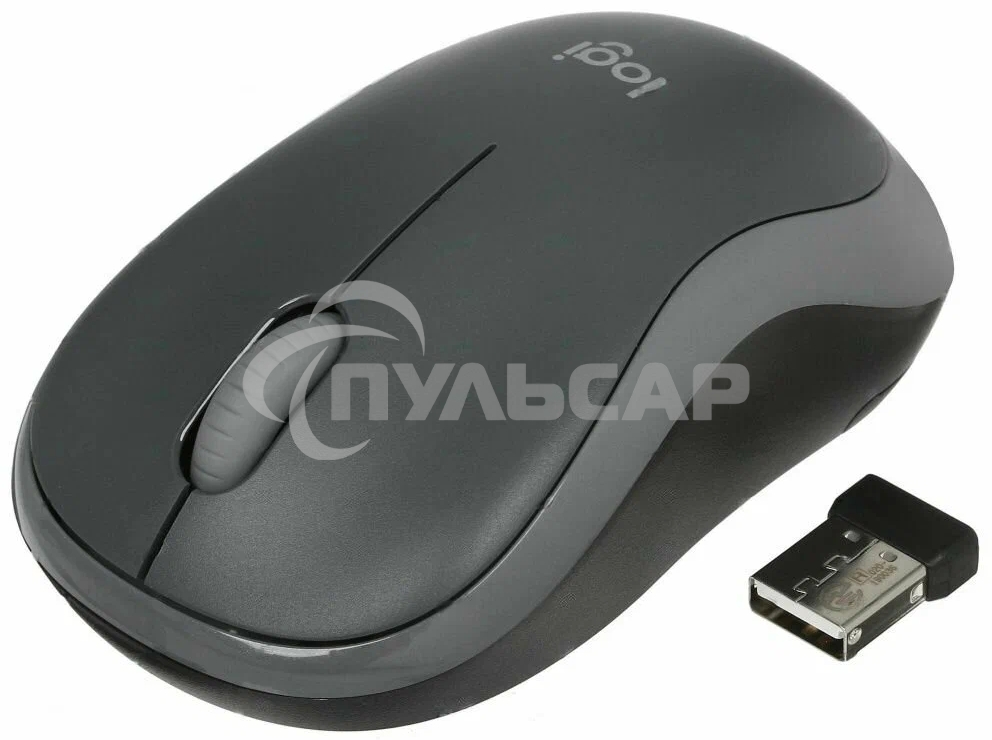 Мышь беспроводная Logitech M186 черный/серый, 1000 dpi, радиоканал, USB, кнопки - 3