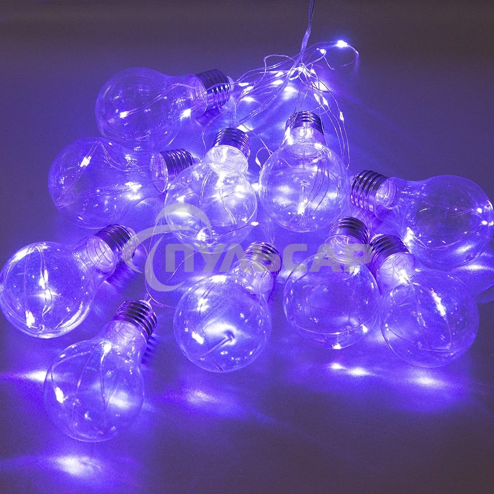 Гирлянда светод. Funray Лампочки, SE-BULBS-380P, 3*АА, 3м, 80LED,10 ламп, фиол, шнур-нить 0,5м,