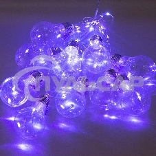 Гирлянда светод. Funray Лампочки, SE-BULBS-380P, 3*АА, 3м, 80LED,10 ламп, фиол, шнур-нить 0,5м,