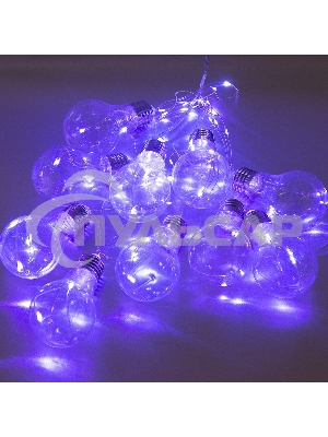Гирлянда светод. Funray Лампочки, SE-BULBS-380P, 3*АА, 3м, 80LED,10 ламп, фиол, шнур-нить 0,5м,