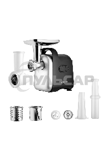 Мясорубка электрическая BRAYER BR1602, 1800 Вт, реверс, насадки кеббе, колбасы, овощей, отсек для хранен, 2 диска