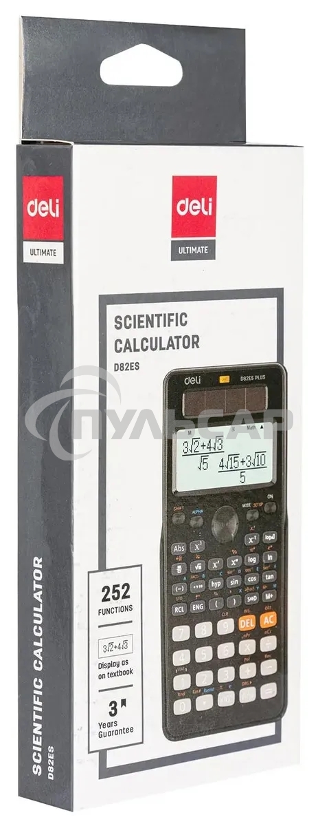 Калькулятор научный Deli ED82ES черный 10+2-разр.