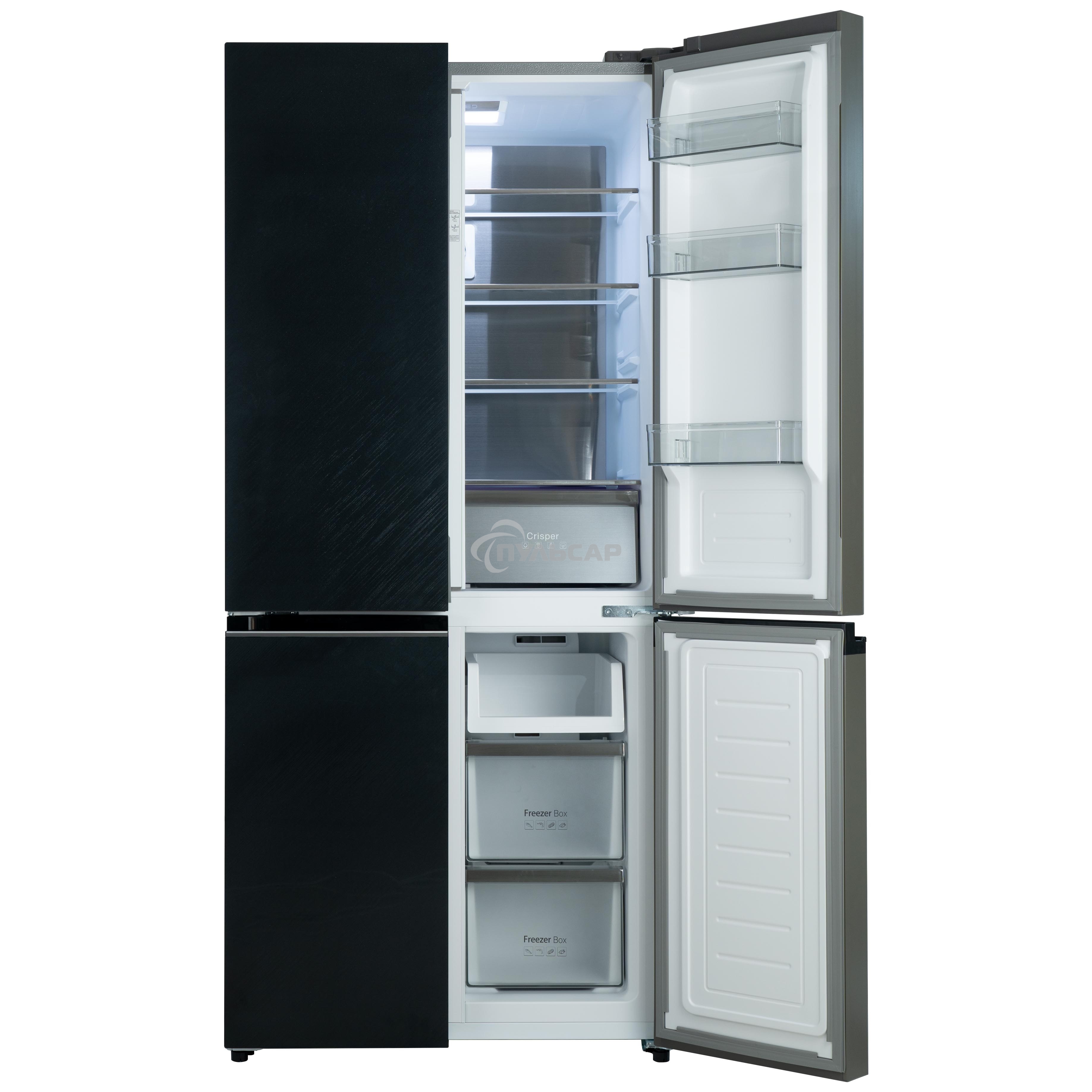 Холодильник Бирюса CD 496 TBG текстурированное черное стекло трехкамерный 334/162л морозилка снизу, NoFrost, Side by Side