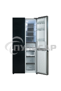 Холодильник Бирюса CD 496 TBG текстурированное черное стекло трехкамерный 334/162л морозилка снизу, NoFrost, Side by Side