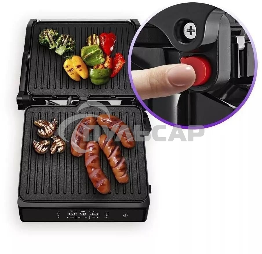 Электрогриль Kitfort КТ-3682 2000Вт черный/серебристый