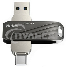 Флешка USB Netac US11 черный 64 Gb USB Type-A + USB Type-C, metal/plastic case