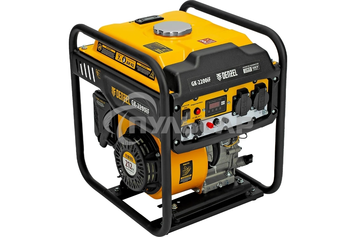 Электрогенератор бензиновый инверторный Denzel GK-2200iF, 2.2 кВт, 95 дБ, 27 кг