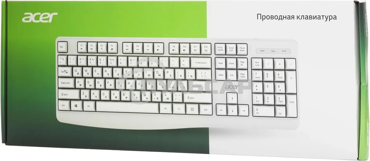 Клавиатура проводная Acer OKW301 (ZL.KBDCC.01B), USB, белый