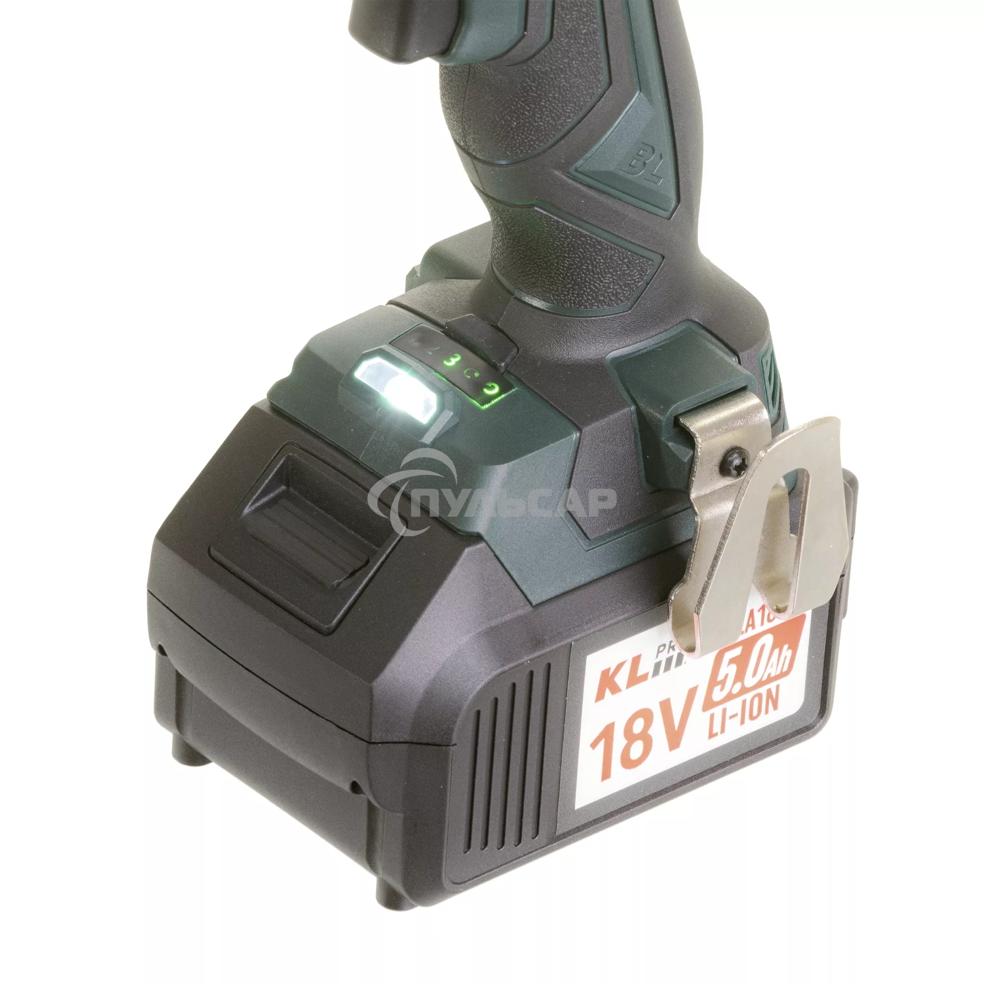 Профессиональный бесщеточный винтоверт аккумуляторный KLPRO KLDV18BH-50 (18В, Li-ion-2шт, 5.0А·ч, 220Нм, 2 скорости, подсветка,З/У,в кейсе)