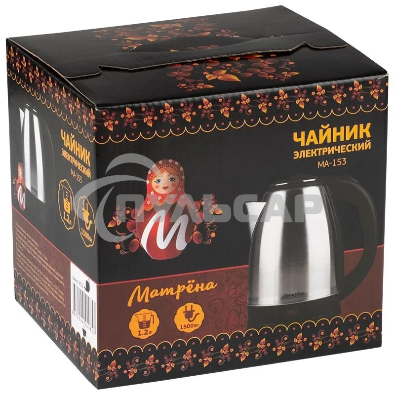 Чайник электрический МАТРЕНА MA-153 1,2л, сталь (105224)