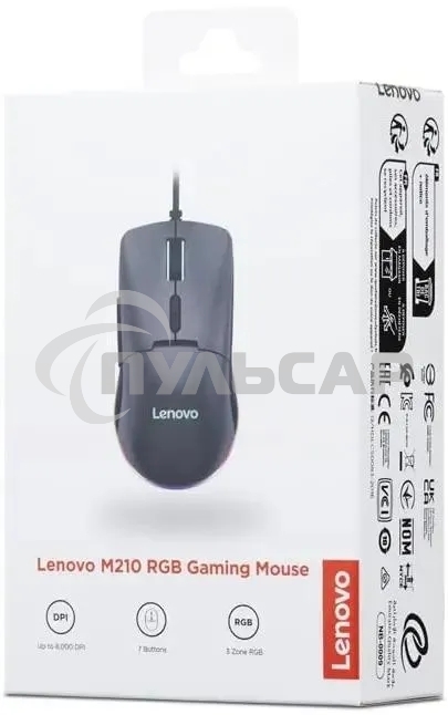 Мышь проводная Lenovo M210 RGb Gaming черный оптическая 8000dpi USB2.0 (GY51M74265)