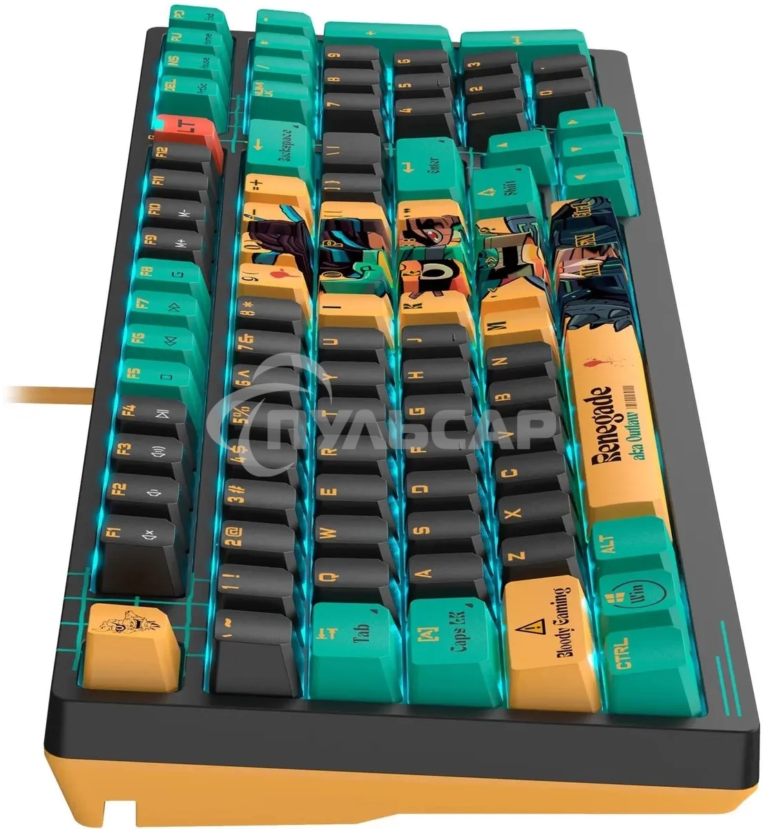 Клавиатура проводная A4Tech Bloody AT98 Renegade USB черный/зеленый