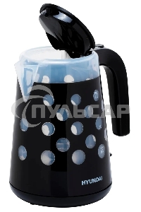 Чайник электрический Hyundai HYK-G2012 1.7л. 2200Вт черный/прозрачный (корпус: пластик)