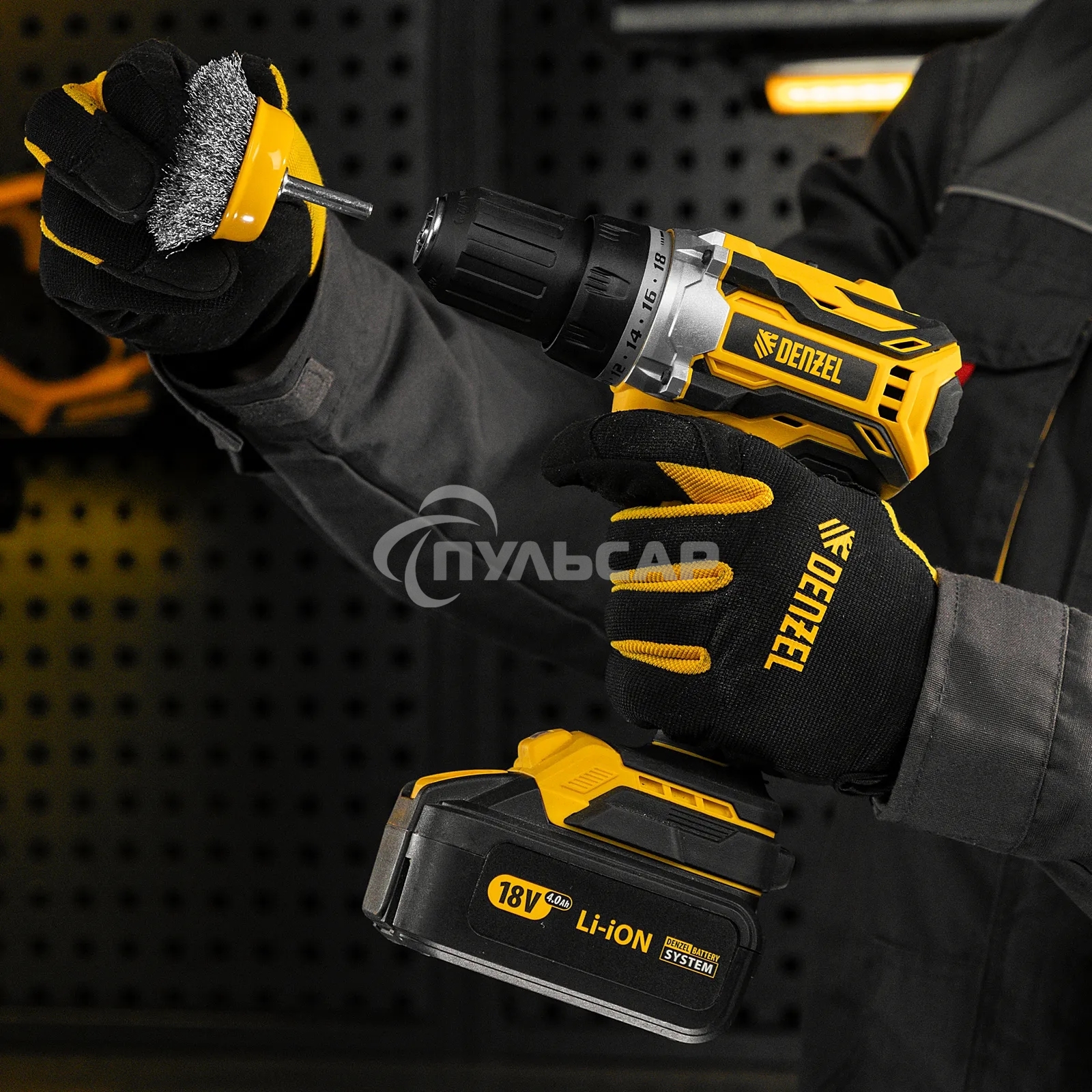 Щетка для дрели Denzel 50 мм, чашка, со шпилькой, нержавеющая витая проволока