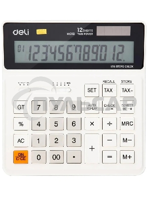 Калькулятор бухгалтерский Deli EM01010 белый 12-разр.