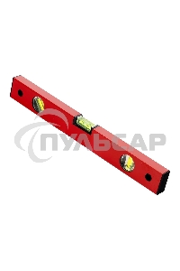 Уровень Matrix алюминиевый, 400 мм, 3 глазка, красный, линейка