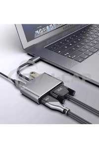 Кабель-концентратор USB3.1 TypeCm -->HDMI+USB3.0+PD+VGA Alum Grey 4K@30Hz, Telecom<TUC055>