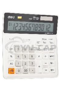 Калькулятор бухгалтерский Deli EM01010 белый 12-разр.