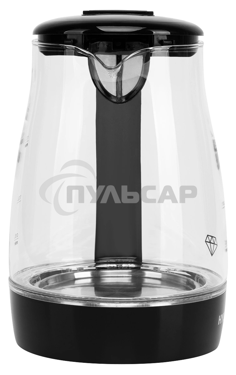 Чайник электрический Hyundai HYK-G2011 1.7л. 2200Вт черный (корпус: стекло)