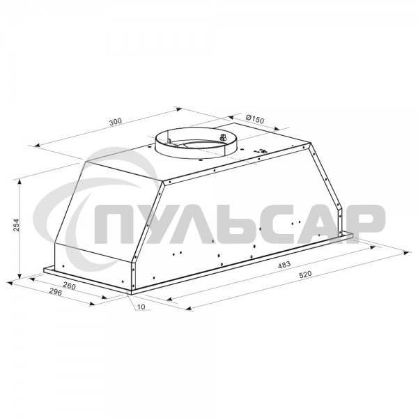 Вытяжка встраиваемая Zigmund & Shtain K 016.5 B черный, 52 см, 1050 куб. м/ч, 60 дБ