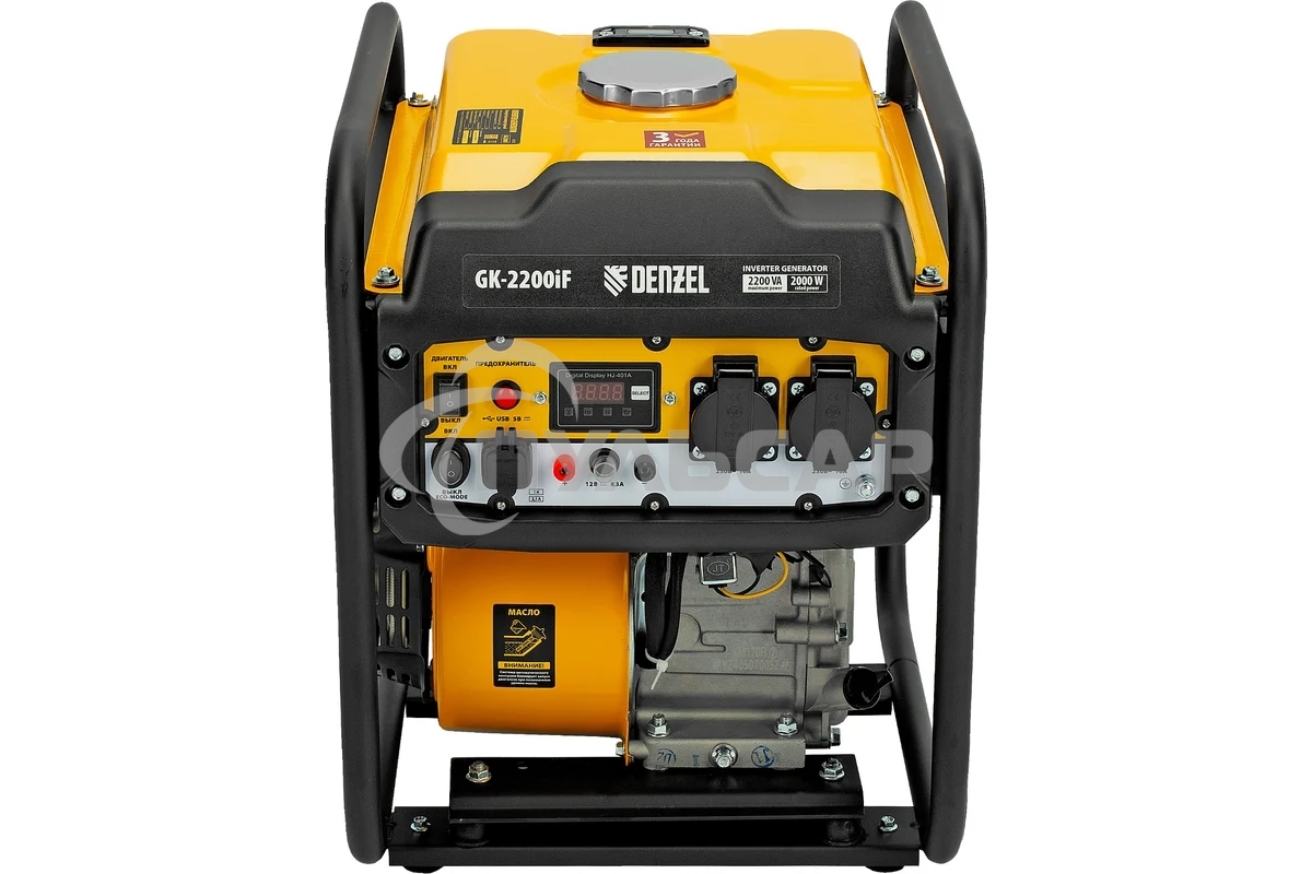 Электрогенератор бензиновый инверторный Denzel GK-2200iF, 2.2 кВт, 95 дБ, 27 кг