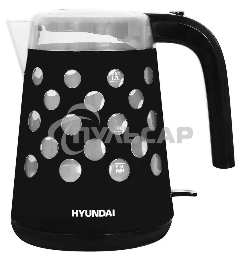 Чайник электрический Hyundai HYK-G2012 1.7л. 2200Вт черный/прозрачный (корпус: пластик)