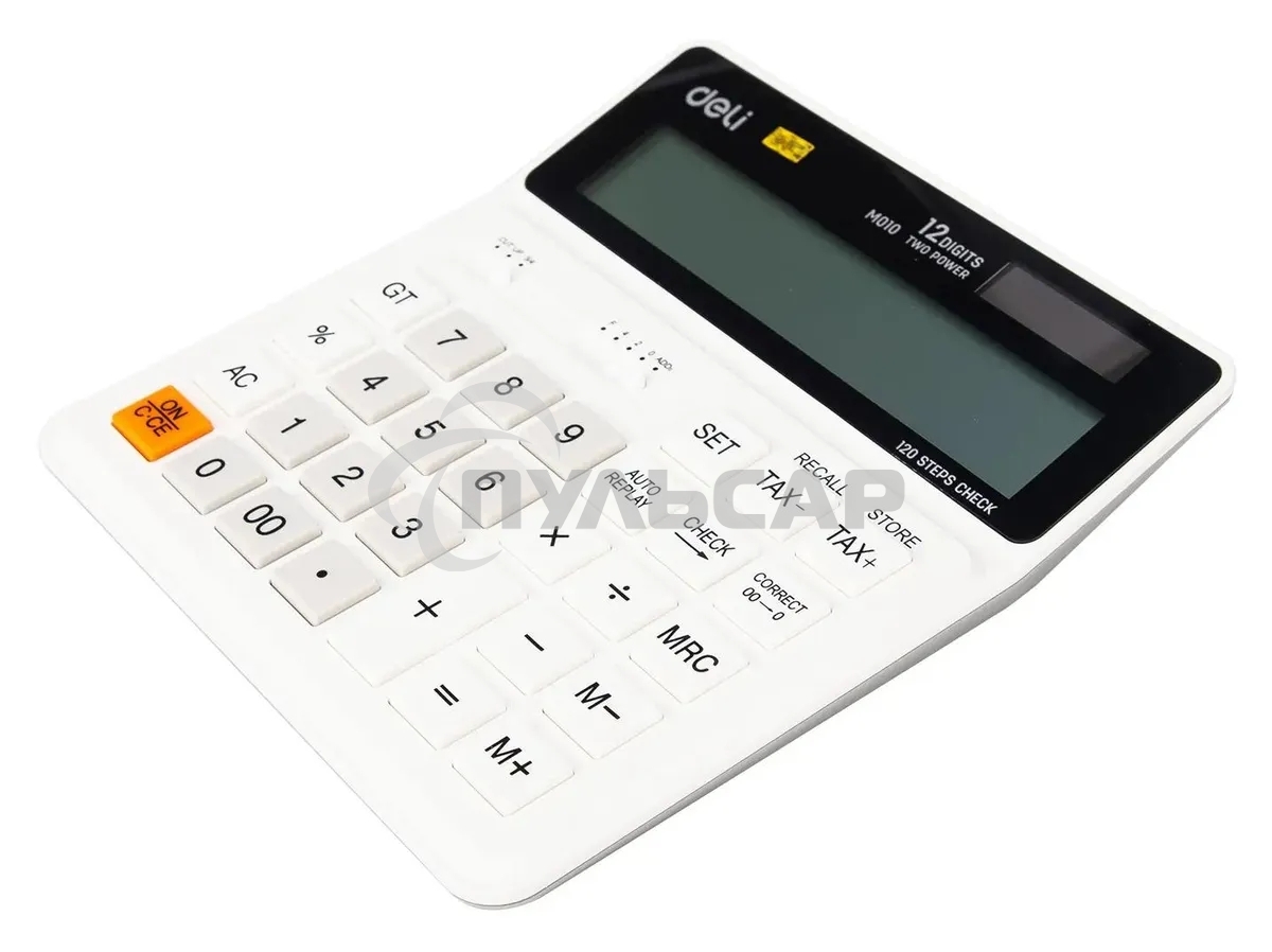 Калькулятор бухгалтерский Deli EM01010 белый 12-разр.