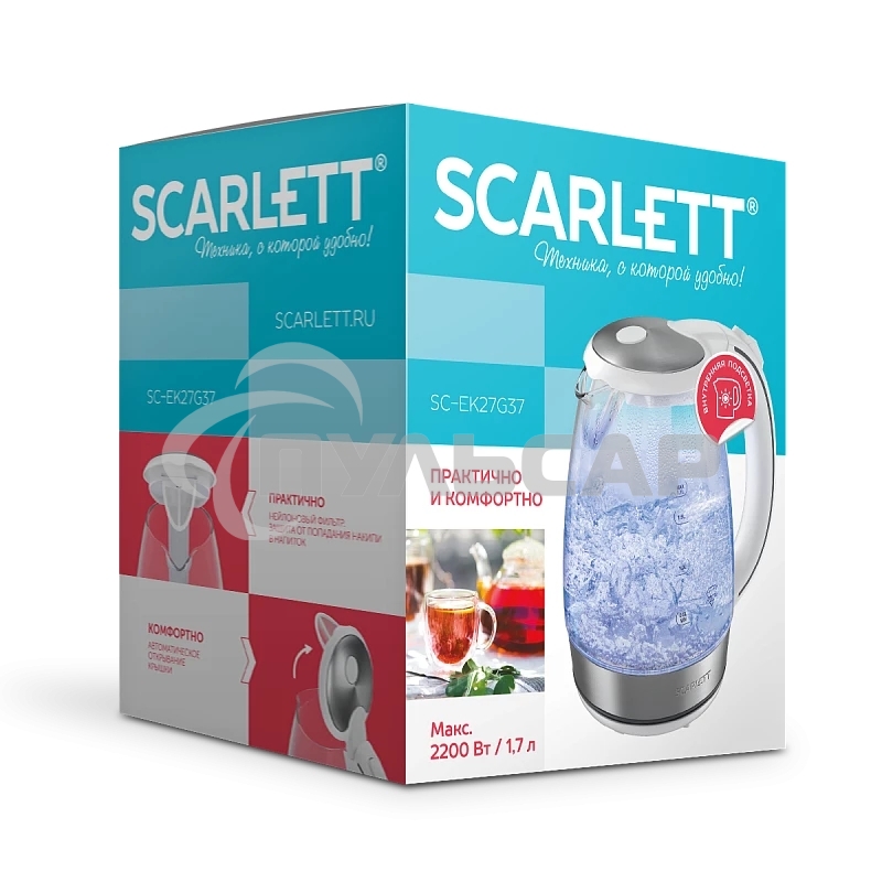 Чайник электрический Scarlett SC-EK27G37 (белый)