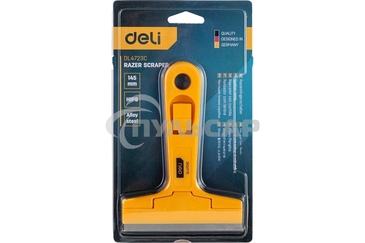 Скребок Deli DL4723C 145мм Ширина лезвия: 18 мм. Толщина лезвия: 0,5 мм. Высокопрочный пластик ручки. Лезвие из сплава.