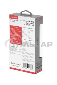 Автомобильное зарядное устройство Maxvi CCM-M602PD LED metallic silver 6A, 1xUSB, 1xType-C, QC3.0