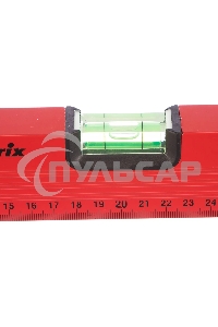 Уровень Matrix алюминиевый, 400 мм, 3 глазка, красный, линейка