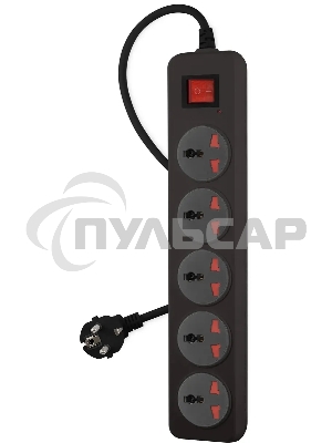 Сетевой фильтр Buro 500UNH-5-BG 5м (5 розеток) черный/серый (коробка)