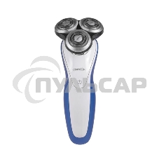 Электробритва Centek CT-2152 (сер/бел/син) 5 ВТ, 3 плав. головки, аккумулятор+работа от сети
