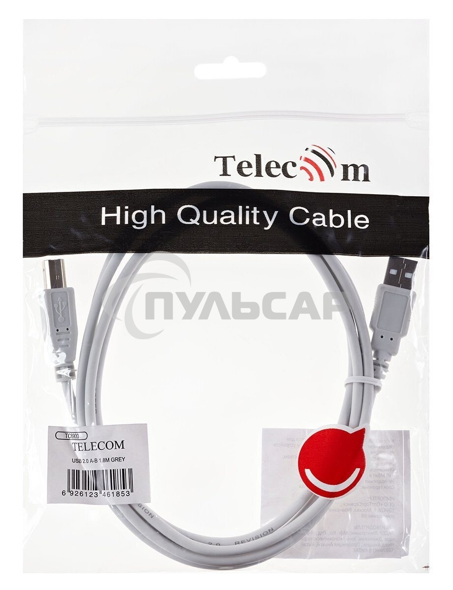 Кабель AM/BM USB2.0 1.8м TELECOM, TC6900-1.8M 