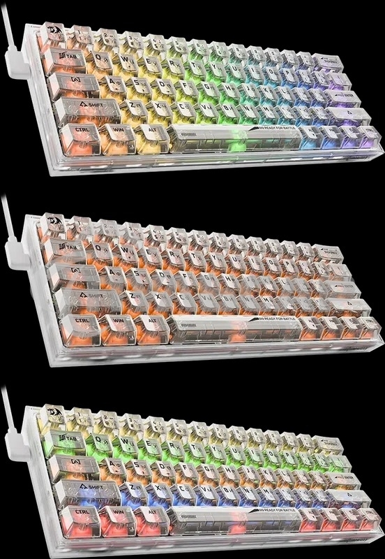 Клавиатура проводная игровая Redragon Fizz прозрачно-белая (USB,+ICE, 61 кл., RGB подсветка)