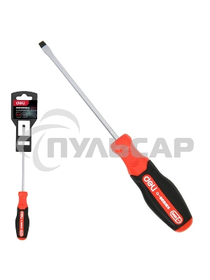 Шлицевая отвертка DELI DL3440 SL3x75мм сталь S2, матовый стержень, двухкомпонентная прорезиненная рукоять