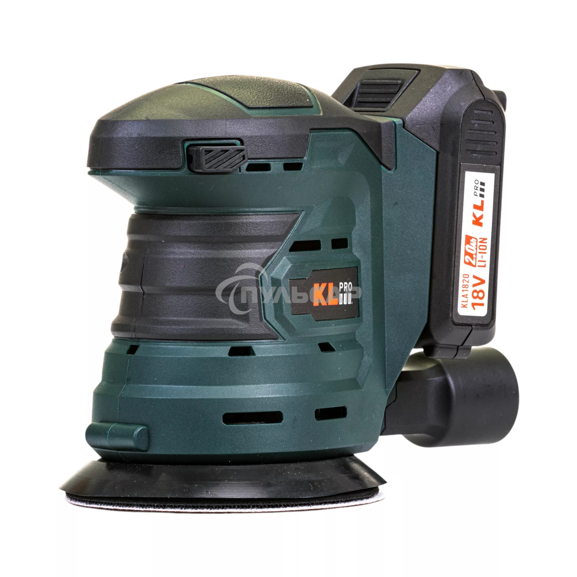 Профессиональная аккумуляторная эксцентриковая шлифмашина KLPRO KLEZ18-20 (18В, Li-ion-2шт, 2.0А·ч, ЗУ 2,4А)
