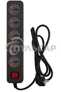 Сетевой фильтр Buro 500UNH-5-BG 5м (5 розеток) черный/серый (коробка)