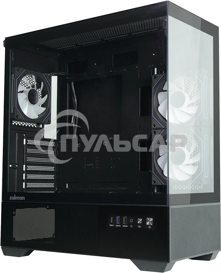 Компьютерный корпус ZALMAN CHRONIX, ATX, BLACK, WINDOW, 1xCombo (3.5’’ or 2.5’’), 1x3.5’’HDD, 2x2.5’’SSD, 1xUSB2.0, 1xUSB3.0, 1xUSB Type-C, SIDE 2x120мм ARGB, REAR 1x120мм ARGB