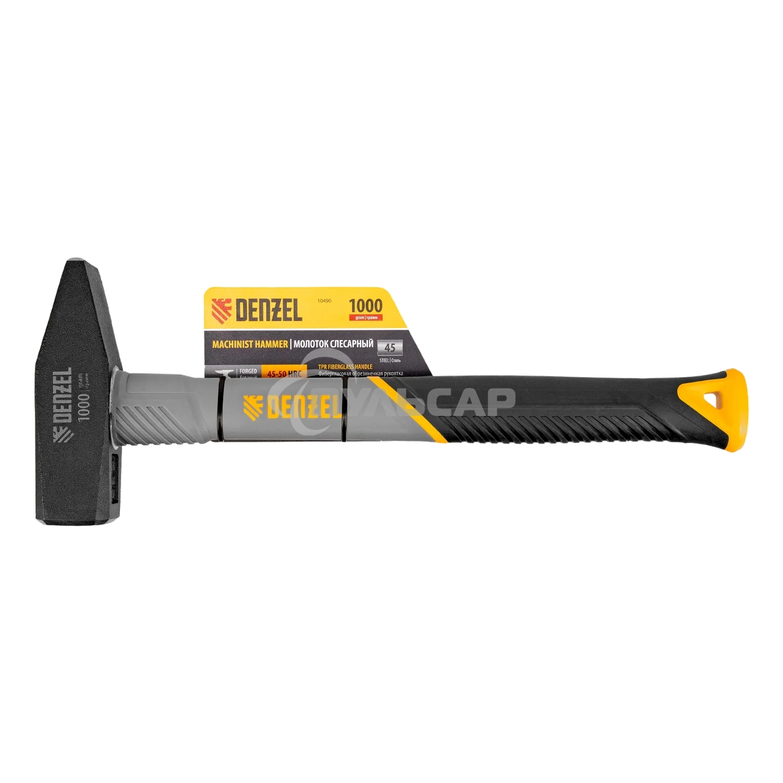 Молоток слесарный Denzel 1000 г, кованый, фибергласовая рукоятка c TPR покрытием